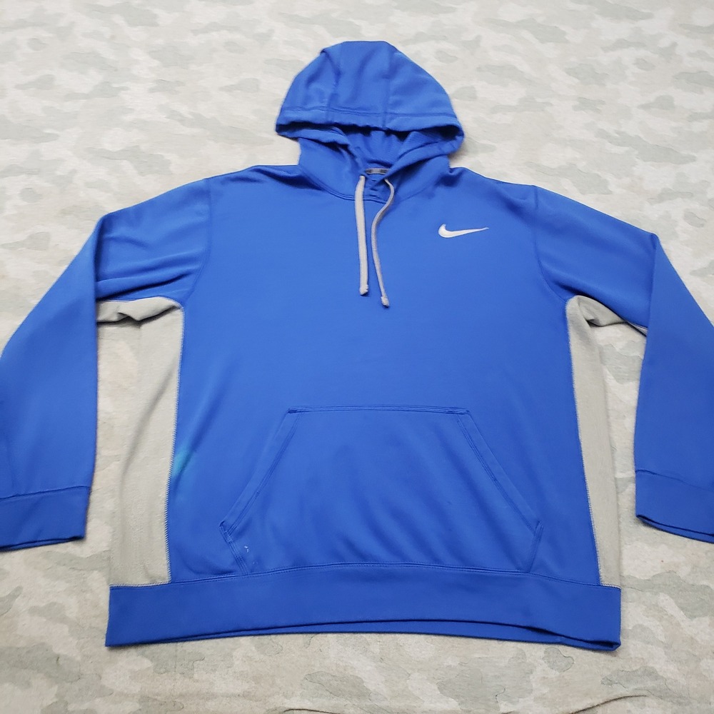 Nike Sweatshirt Mens Large Blue Pullover Therma-FIT Hoodie Outdoors Sports
